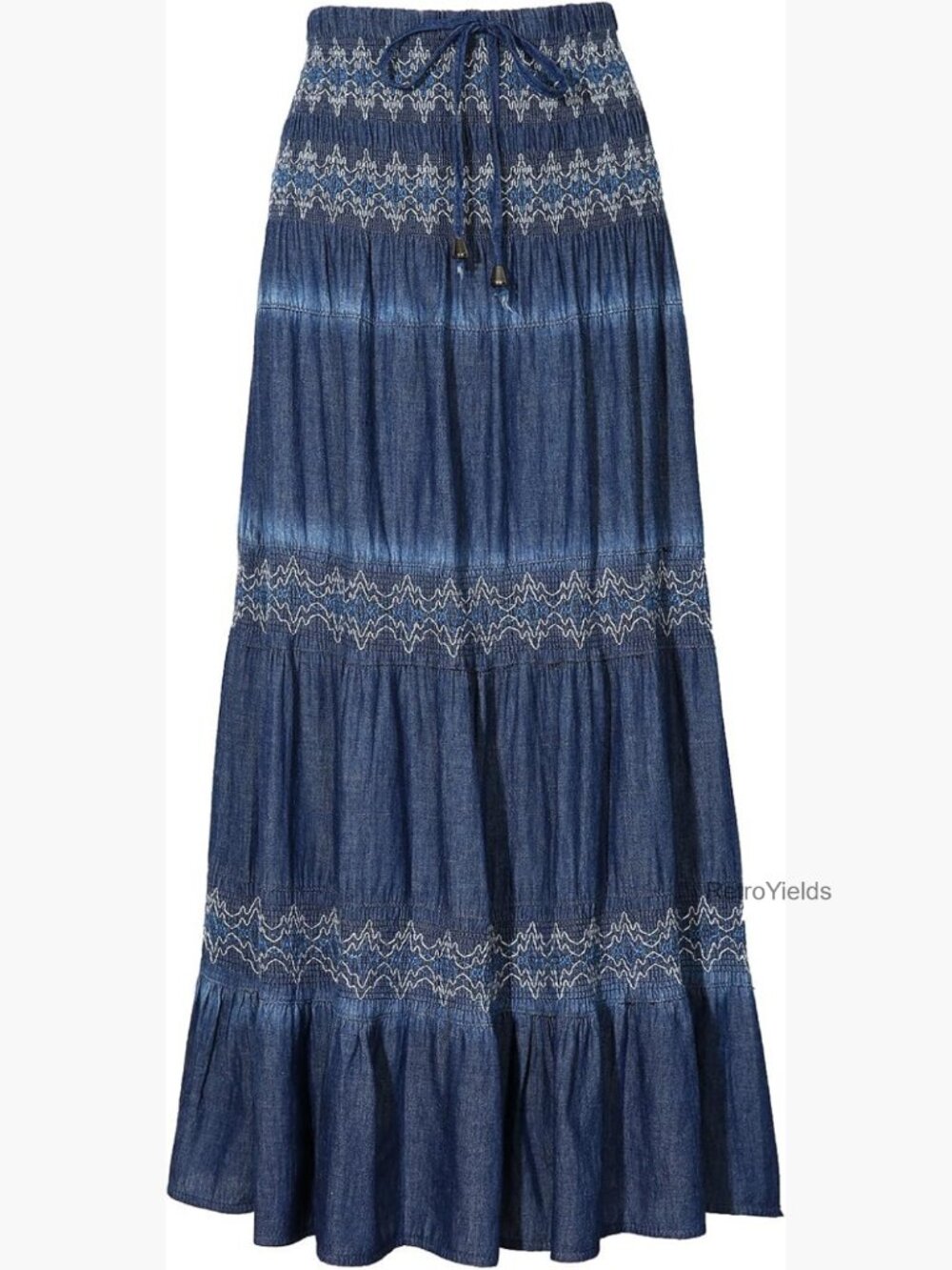 High Waist Pleated Tiered Maxi Skirt with Elastic Waist